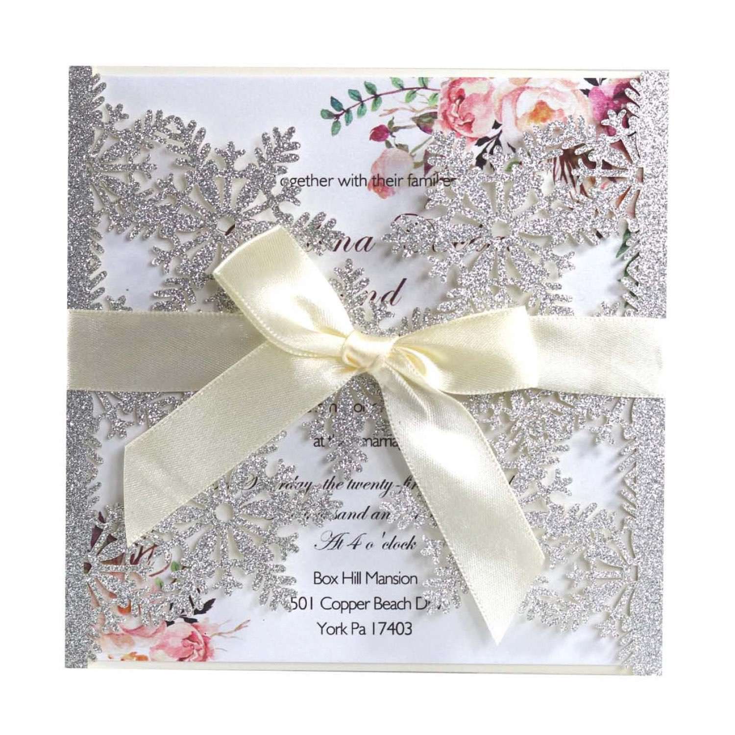 Christmas Card Laser Invitation Card Snowflake Pattern Wholesale